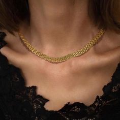 Elevate your ensemble with our Mesh Chain Necklace, featuring an intricate and flexible woven design. This sophisticated piece offers a unique texture and modern elegance, making it perfect for both casual and formal occasions. Add a touch of refined style to your jewelry collection with this versatile and timeless necklace. Made with stainless steel base with a thick layer of high quality 18k gold plating over stainless steel ensuring lasting quality.  This product is waterproof, tarnish-free, Elegant Gold Snake Chain Choker, Elegant Snake Chain Choker With Adjustable Chain, Elegant Multi-strand Metal Choker, Elegant Chain Link Choker For Party, Elegant Link Choker As Gift, Elegant Multi-strand Clavicle Chain Choker, Elegant Link Choker For Gift, Elegant Gold Chain Link Choker, Elegant Multi-strand Chain Choker