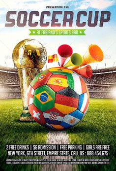 a soccer ball with flags on it and the words world cup in front of it