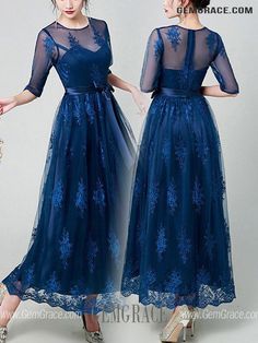 10% off now|Free shipping world-wide. Elegant Blue Lace Maxi Party Dress With Illusion Sleeves at GemGrace. Click to learn our pro custom-made service for wedding dress, formal dress. View #BridalPartyDresses for more ideas. Blue Lace Dress For Banquet, Blue Lace Evening Dress For Banquet, Floor-length Evening Dress With Lace Sleeves For Prom, Party Gown With Illusion Neckline, Party Gown With Illusion Neckline And Maxi Length, Blue Lace Dress For Party Season, Blue Lace Dress With Lace Bodice, Illusion Neckline Maxi Gown For Party, Maxi Length Gown With Illusion Neckline For Party