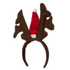 a reindeer headband with a santa hat on it