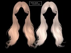 three different types of long hair on a black background, one is blonde and the other is white