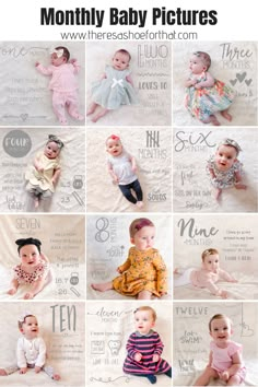 the baby pictures are all different sizes and colors