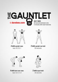 the gauntlet workout poster shows how to do squats