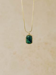 Immerse yourself in the captivating beauty of nature with our exquisite Malachite Necklace, where each stone tells a story of timeless elegance and natural wonder. ----------------------------------- ⟡ Pendant (16k gold filled over brass) ⟡ All necklace findings & chain are gold filled to ensure the highest quality piece ⟡ 100% nickel and lead free ⟡ Pendant size : 20mm x 10.7mm x 5.6mm  ⟡Stones : Malachite ""Available in [chain length, 16 inches], the necklace offers a comfortable fit that comp Luxury Yellow Gold Malachite Jewelry, Schmuck Gold, Malachite Necklace, Malachite Jewelry, Necklace Dainty, Green Necklace, Gorgeous Jewelry, Jewelry Packaging, Natural Wonders