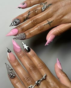 Anything Pink, Stilleto Nails Designs, Blue Acrylic Nails, Exotic Nails, Unique Acrylic Nails