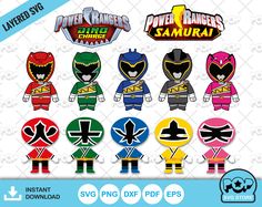 power rangers svg clipart set