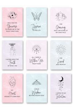 six different greeting cards with the words, i love you to the moon and back