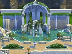 Sims Garden, Roman Fountain, Lotes The Sims 4, Bangunan Minecraft, Sims 4 House Plans, Sims 4 House Building, Sims 4 House Design, Casas The Sims 4, Sims Building