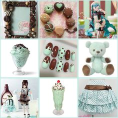 there are many different pictures in this collage with teddy bears, cookies, cupcakes and other items