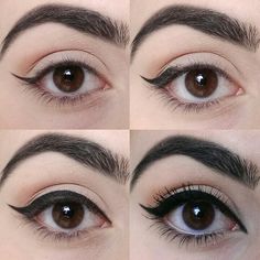 Eyeliner Styles For Big Eyes, Puppy Eyes Makeup, Makeup For Round Eyes, Burgundy Eye Makeup, Crazy Eye Makeup, Makeup For Small Eyes, Monolid Eye Makeup, Almond Eye Makeup, Rainbow Eye Makeup