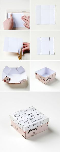 the instructions for how to make an origami box with scissors and paper on it