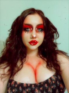 drag makeup inspo, editorial makeup 90s Drag Makeup, Red Face Makeup Halloween, Drag Makeup On Women, Ring Leader Makeup Circus, Spooky Drag Makeup, Soft Drag Makeup, Dark Drag Makeup, Halloween Drag Makeup, Drag Inspo Outfit