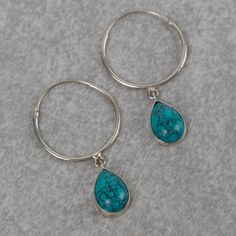 Turquoise Drop Hoop Earrings - Ten Thousand Villages Chain Scarf, Drop Hoop Earrings, Candle Wall Decor, Cuff Rings, Pin Jewelry, Economic Development, Accessories Bags Purses, Tea Accessories, Good Fortune