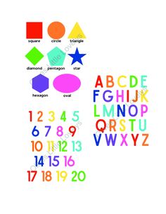 the letters and numbers are arranged in different colors