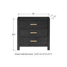 the drawer is shown with measurements and measurements for each drawer, which includes two drawers