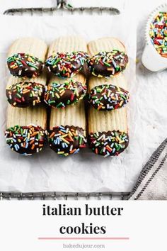 italian butter cookies with sprinkles and chocolate