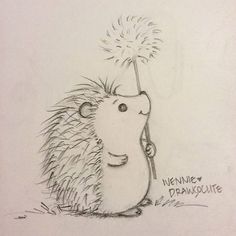 a drawing of a hedge holding a sparkler