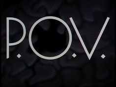 the word pov is written in white on a black background with circles around it