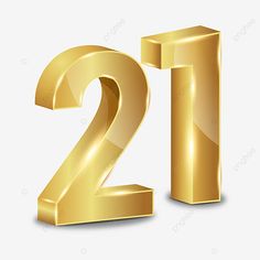 the number twenty two in gold color on a white background with clipping area for text