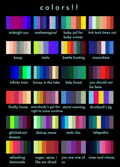 the color chart for different colors