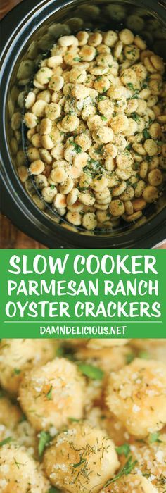 slow cooker parmesan ranch oyster crackers is an easy and delicious side dish