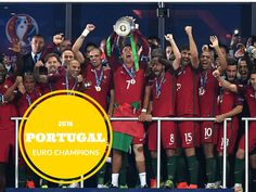 the portugal team celebrates with their trophy