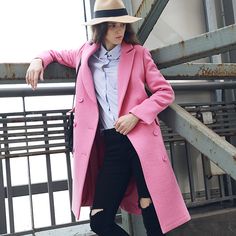 Pink Coat Scarf, Checkered Coat Outfit, Woolen Suit, Checkered Coat, Pink Checkered, Suit Collar, Coat Outfit, Coat Outfits, Cool Items