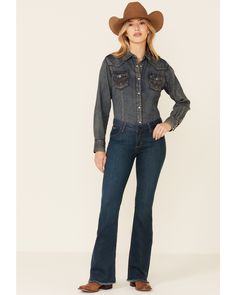 Kimes Ranch Women's Dark Wash Lola Raw Trousers, Blue Tasha Polizzi, Modern Cowgirl, Kimes Ranch, Boot Barn, Hem Style, Country Outfits, Western Wear, Christmas List, Soho