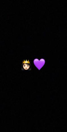 two hearts with crowns on them in the dark, one is purple and the other is pink