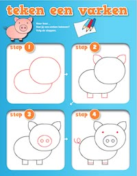 step by step instructions to learn how to draw a pig