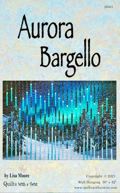 the front cover of aurora barcello, with blue and green lines on it