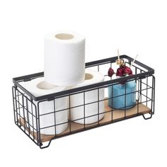 PRICES MAY VARY. FARMHOUSE BATHROOM DECOR BOX - The toilet tank basket is made of iron wire and a solid wood bottom plate, the design is simple and elegant. It can hold two rolls of toilet paper and some bathroom decor. Perfect for any style and space scene. SPECIAL DESIGN - The innovative design of the bottom of the basket allows the solid wood bottom plate to have a distance of 0.5 inches from the countertop. More suitable for practical use on wet countertops such as kitchens and bathrooms. MU Pantry Garage, Bathroom Pantry, Toilet Paper Holder Stand, Garage Bedroom, Wire Basket Storage, Shelf Cabinet, Countertop Decor, Toilet Paper Roll Holder, Countertop Organizer