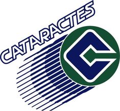 the logo for catarates is shown in blue and green with an oval on it