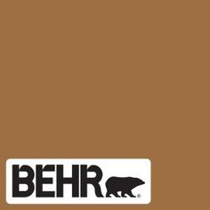 the logo for behr is shown in black and white on a brown background with an image of a bear