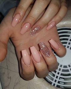 Gold Nail, Ballerina Nails, Summer Acrylic Nails, Short Acrylic Nails Designs, Coffin Nails Designs