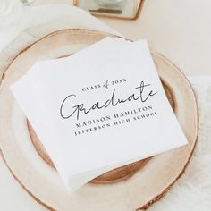 AD: Elevate your graduation party decor with our stylish graduation party napkins! Featuring a chic handwritten black script, these napkins add a touch of sophistication to your celebration. Personalize them with the graduate's name, graduation year, and school name. Whether you're serving snacks or drinks, these napkins are perfect for adding a personalized touch to your high school or college graduation party. Celebrate your graduate's achievements in style with our graduation party napkins! Graduation Party Napkins, College Graduation Party, Graduation Napkins, College Graduation Parties, Graduation Year, Graduation Party Decor, Party Napkins, College Graduation, 18th Birthday