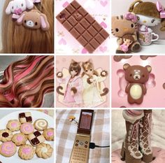 there are many different pictures with teddy bears, cookies and other things in the collage