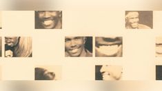 a group of black and white photos with different people's faces on them in squares