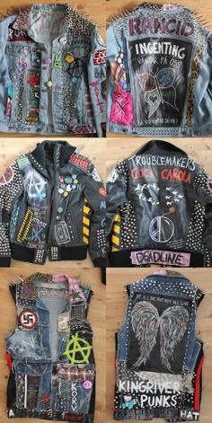 Punk Denim Jacket, Outfits Punk, 50 Dresses, Jacket Diy, Diy Outfits, Look Grunge, Punk Rock Outfits, Punk Patches