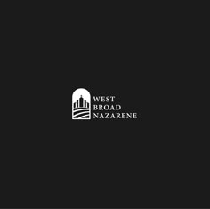 the west broad broadway logo is shown in black and white, with an image of a skyscraper