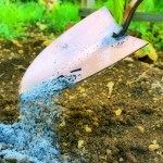 a shovel is pouring water onto the ground