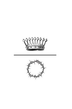 a drawing of a crown with nails on it, and an image of a crown in the middle