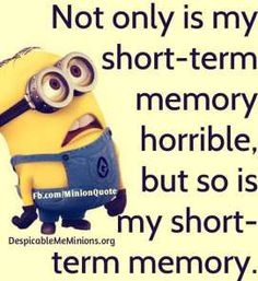 a minion with the caption not only is my short - term memory horrible, but so is my short - term memory