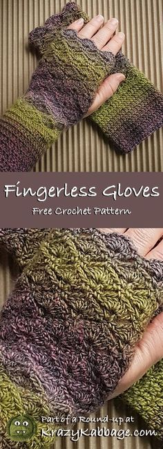 fingerless gloves made from crochet pattern with text that reads fingerless gloves free crochet pattern