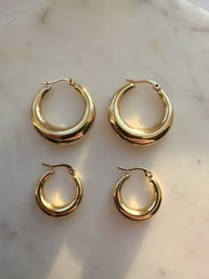 Golden Hoops, Chunky Hoop Earrings, Golden Jewelry, Dope Jewelry