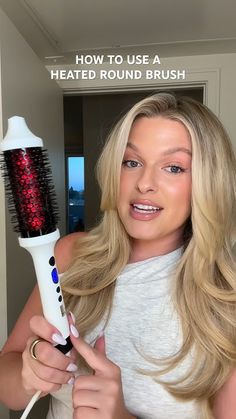 heated round brush tutorial 🫶🏼 #blowout #hairhacks #easyhairstyle #hairtutorial How To Do A Blowout With A Round Brush, How To Use A Heated Round Brush, Round Blow Dryer Brush Tutorial, Hot Round Brush Tutorial, How To Curl Hair With Hot Air Brush, Heated Round Brush Tutorial, Heat Brush Tutorial, Blowout Tutorial Round Brush