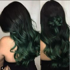 Color For Red Heads, Green Hair Ombre, Unique Hair Color Ideas, Unique Hair Color, Color Ideas For Dark Hair, Hair Color Ideas For Dark Hair, Ideas For Dark Hair, Peekaboo Hair