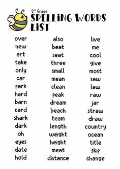 the spelling list for spelling words in english and spanish with an image of a bee on it