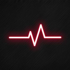 a neon heartbeat sign on a black background