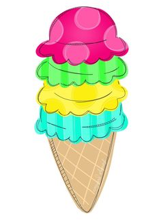 an ice cream cone with different colored layers